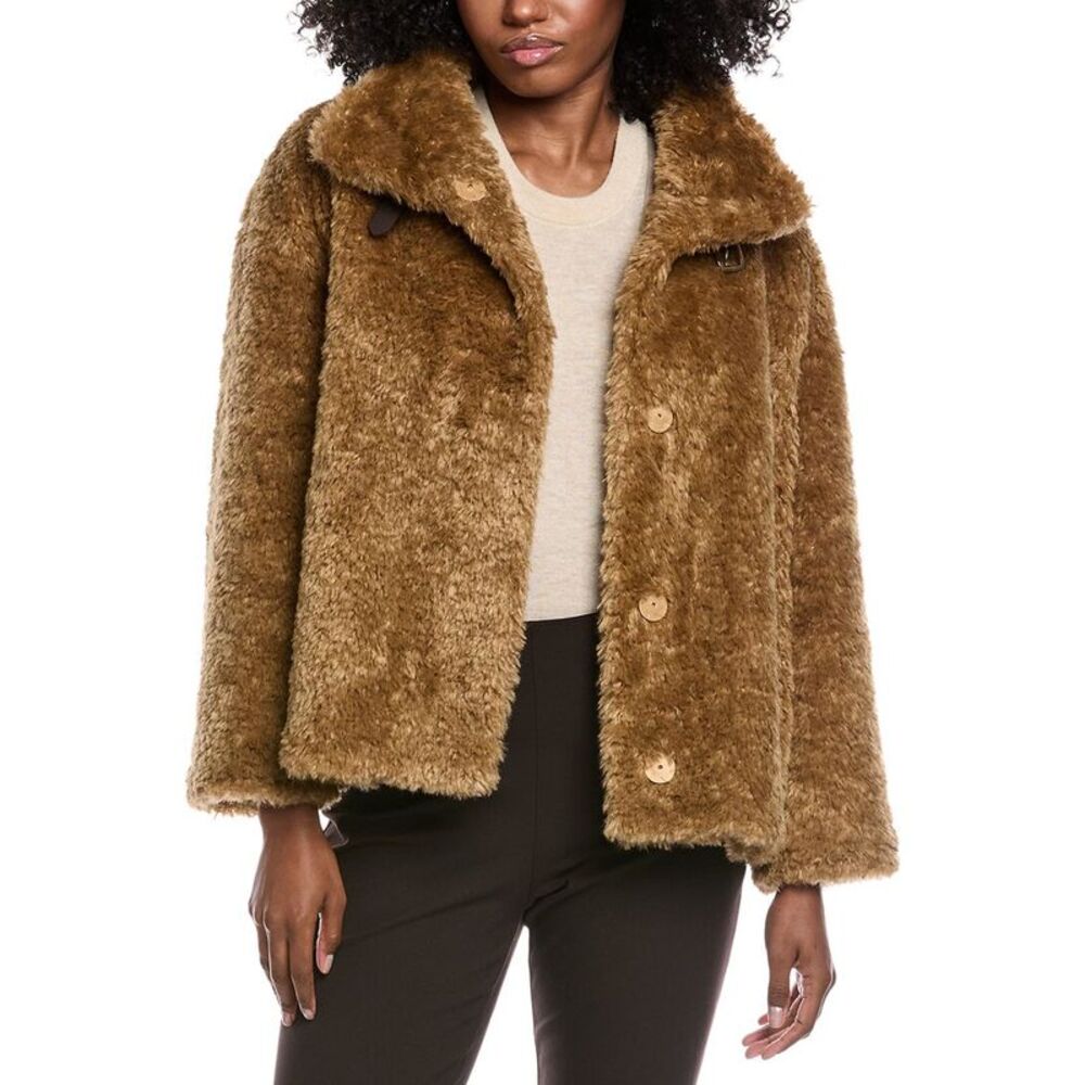 Herno Womens  Faux Fur Coat, Tan
